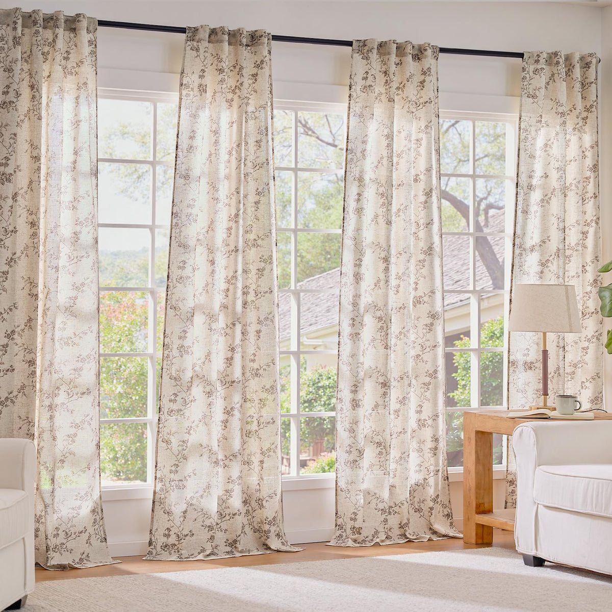 Lazzzy Farmhouse Linen Curtains reduce glare and preserve outdoor views