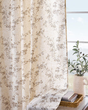 Lazzzy Farmhouse Linen Curtains vintage botanical print for country charm