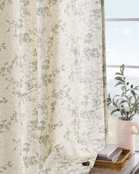 Lazzzy green floral curtains care close-up washable fabric