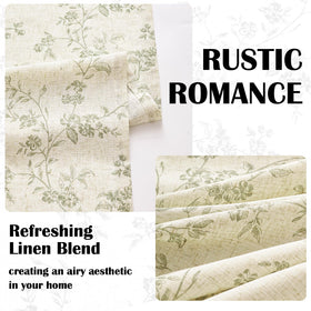 Lazzzy green floral panels offer light filtering with a cozy, airy feel.