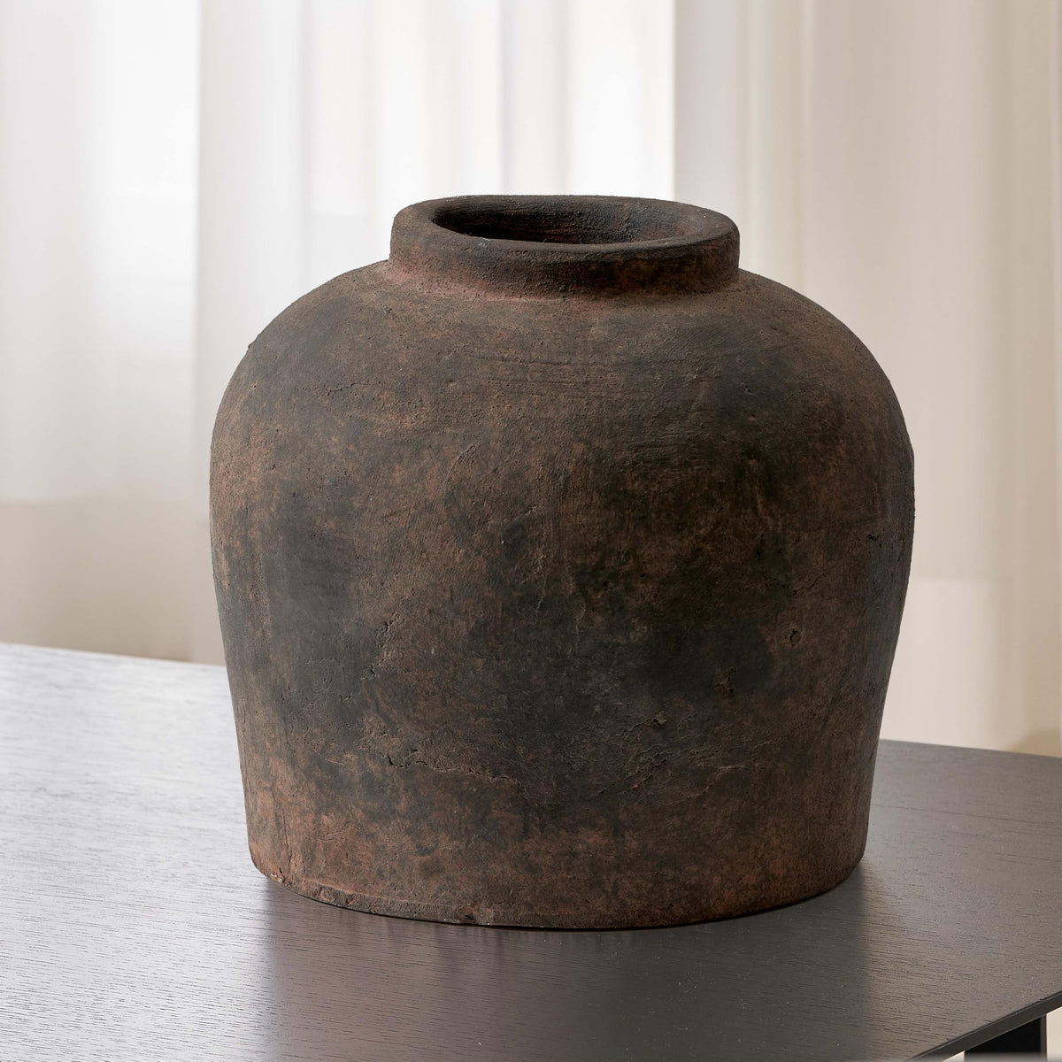 LB2 brown ceramic large vase 11 tall in zen style ideal for fresh or faux blooms.