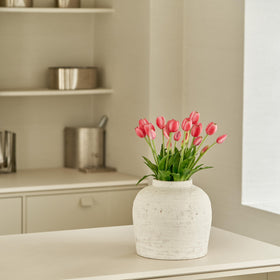 LB2 large ceramic vase supports seasonal arrangements, indoors or outdoors, with versatile styling.
