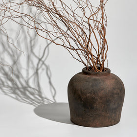 LB2 distressed farmhouse vase in living room setup for elegant decor.