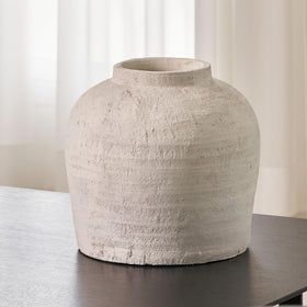 LB2 white ceramic large vase, 11-inch tall, Zen style, ideal for minimalist decor.