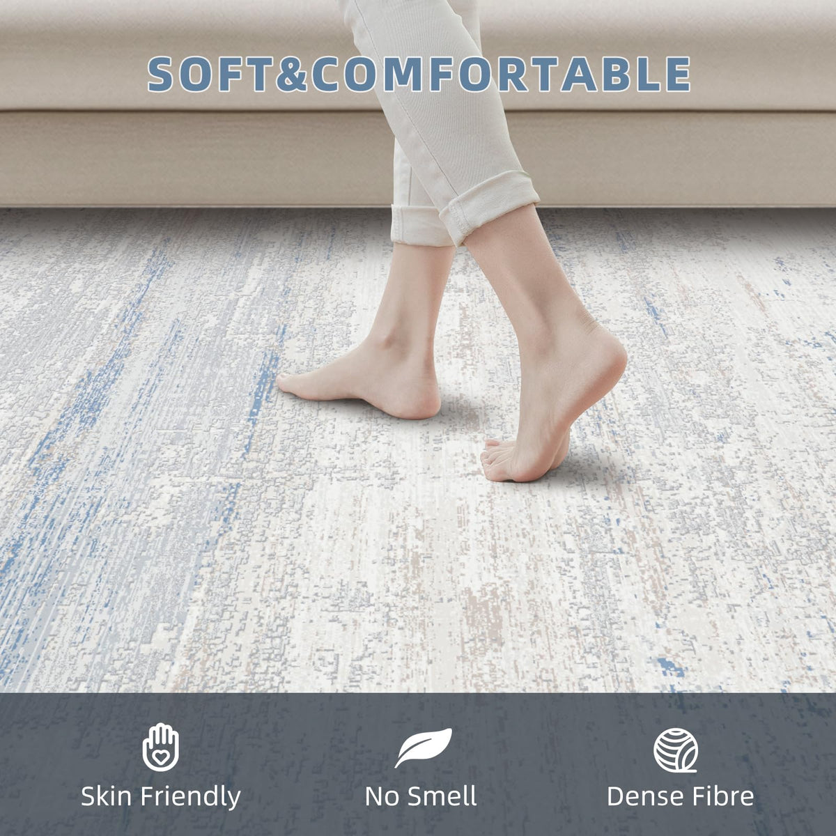 Lbris 5x7 machine-washable rug keeps cleaning simple and fresh.