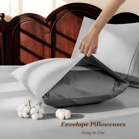 LBRO2M bedding ensemble on a queen bed demonstrates all-season comfort.