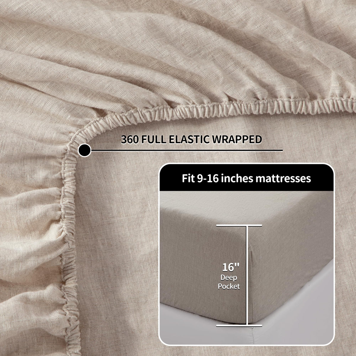 LBRO2M linen queen-size set displayed for spacious, luxurious bedding
