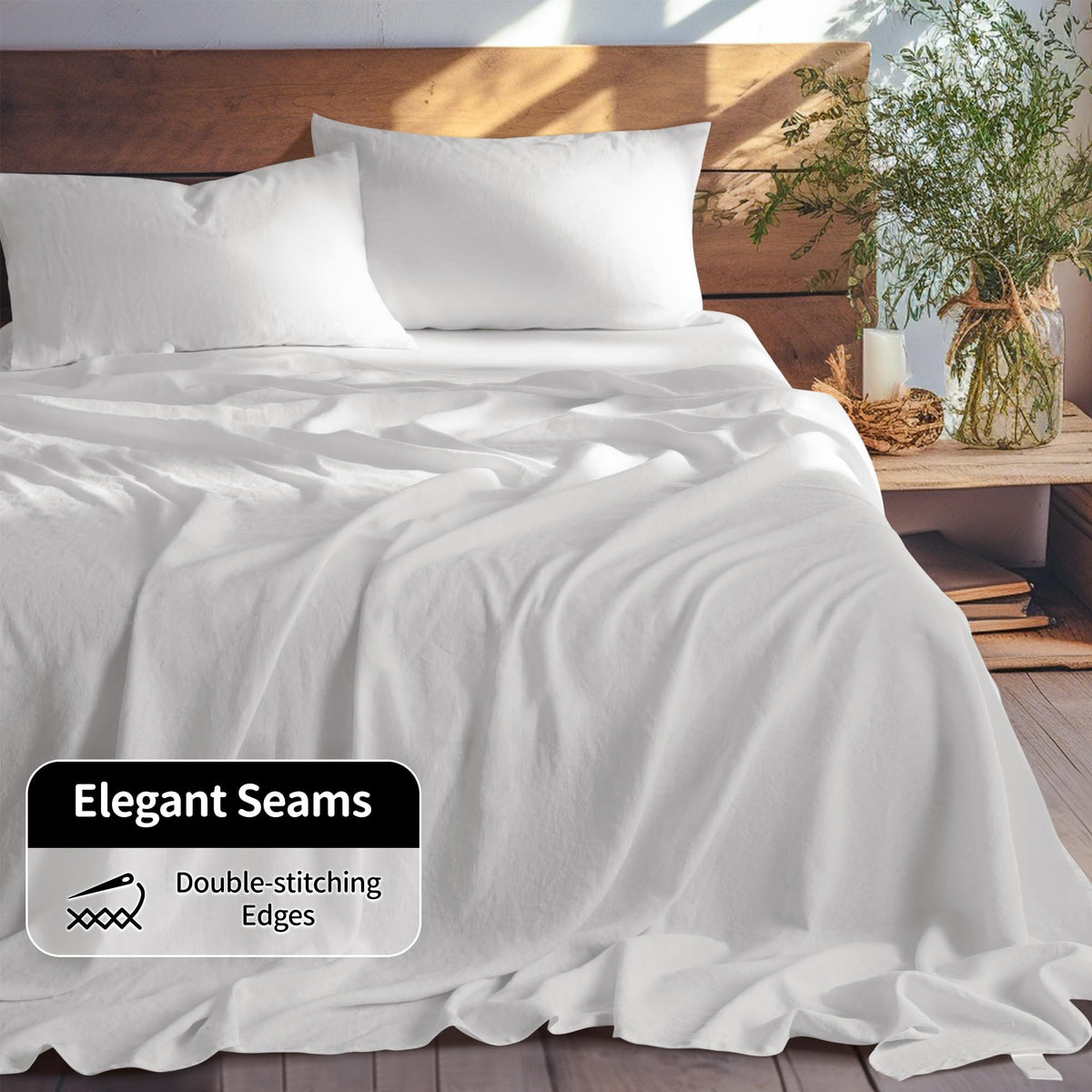 LBRO2M linen sheet with elastic edge for secure fit