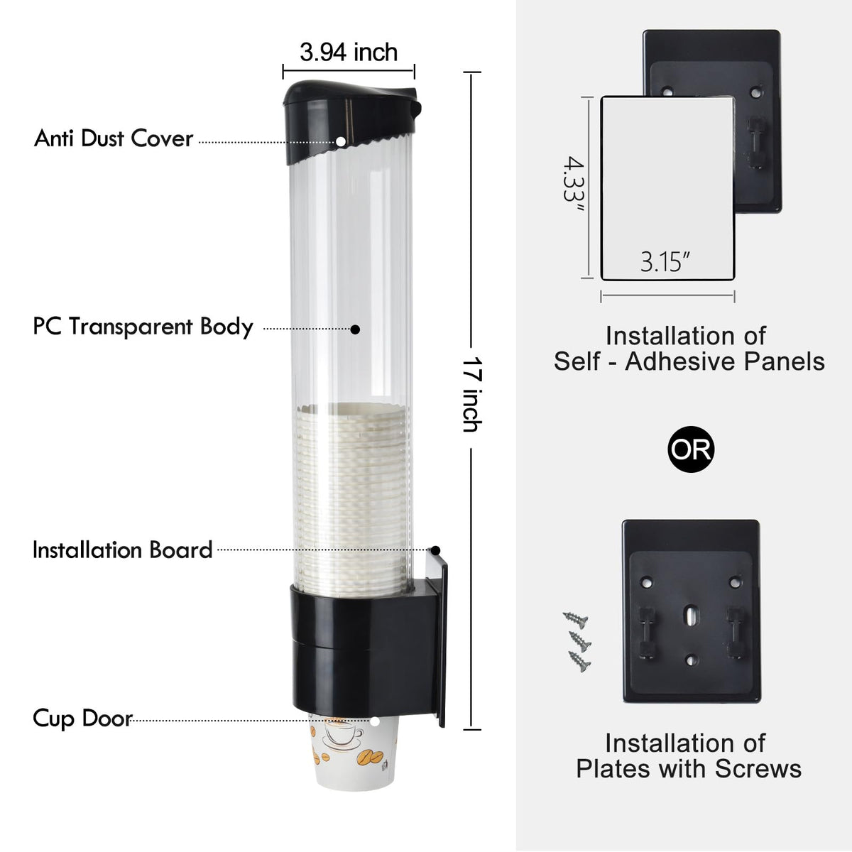 LBTING dispenser installation back-adhesive for quick secure mounting.