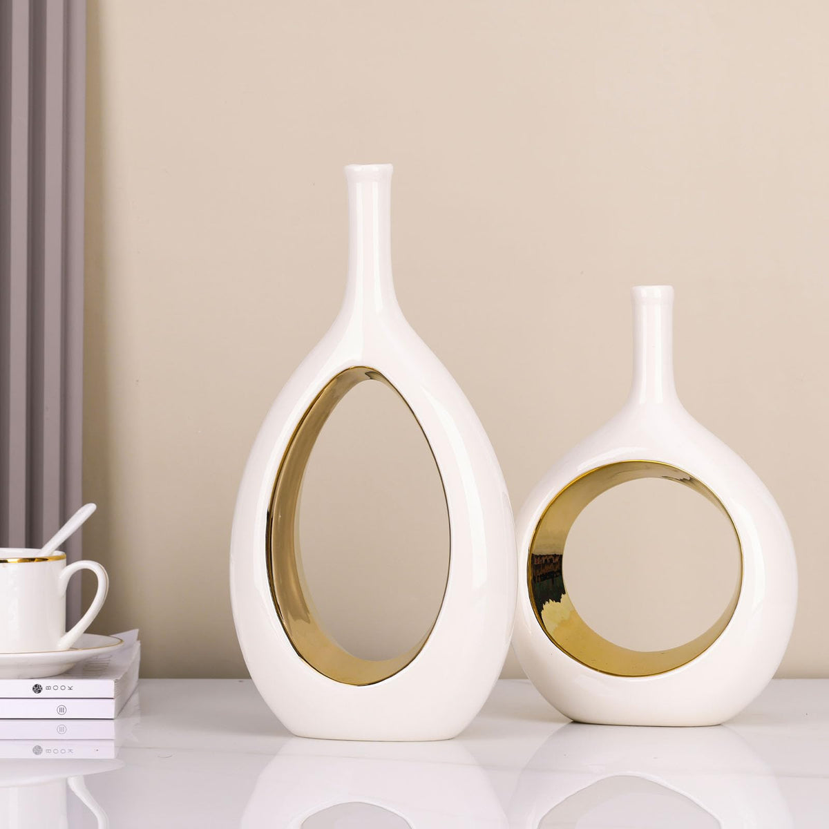 LCCCK glossy ceramic vase detail reflects light and elevates decor.