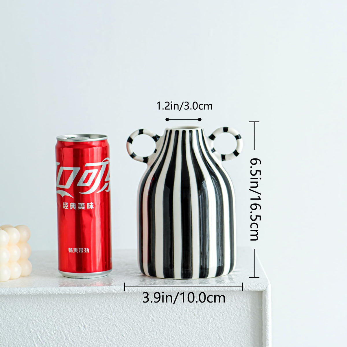 LCCCK mid-century striped vase with hand-painted detail for stylish decor