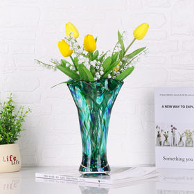 LCCCK teal glass vase easy to care for and wipe clean.