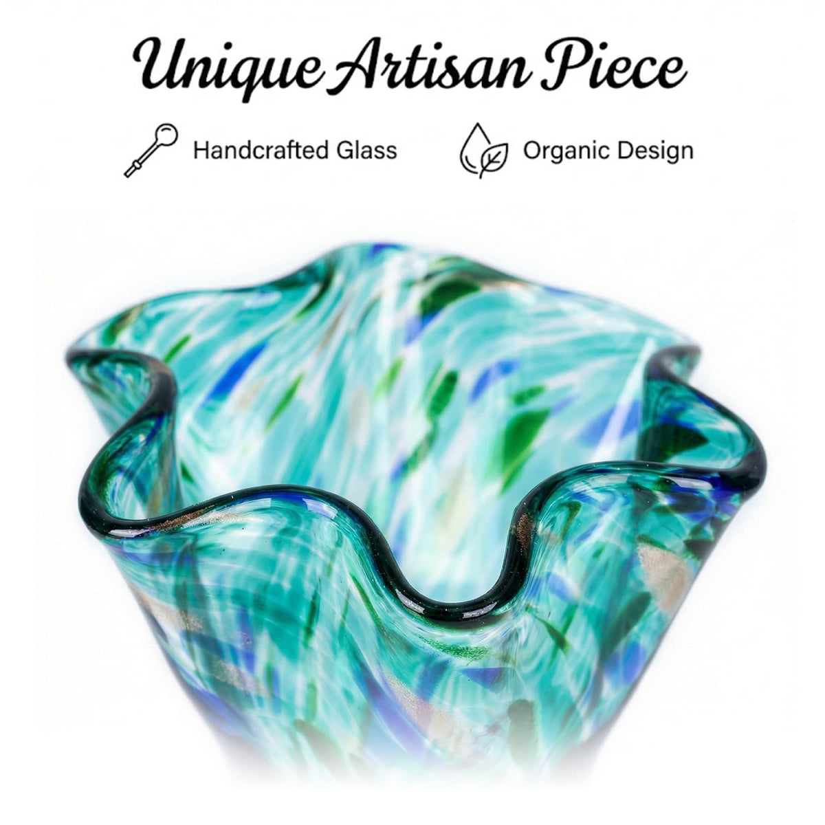 LCCCK teal glass vase for dining table centerpieces and color accents.