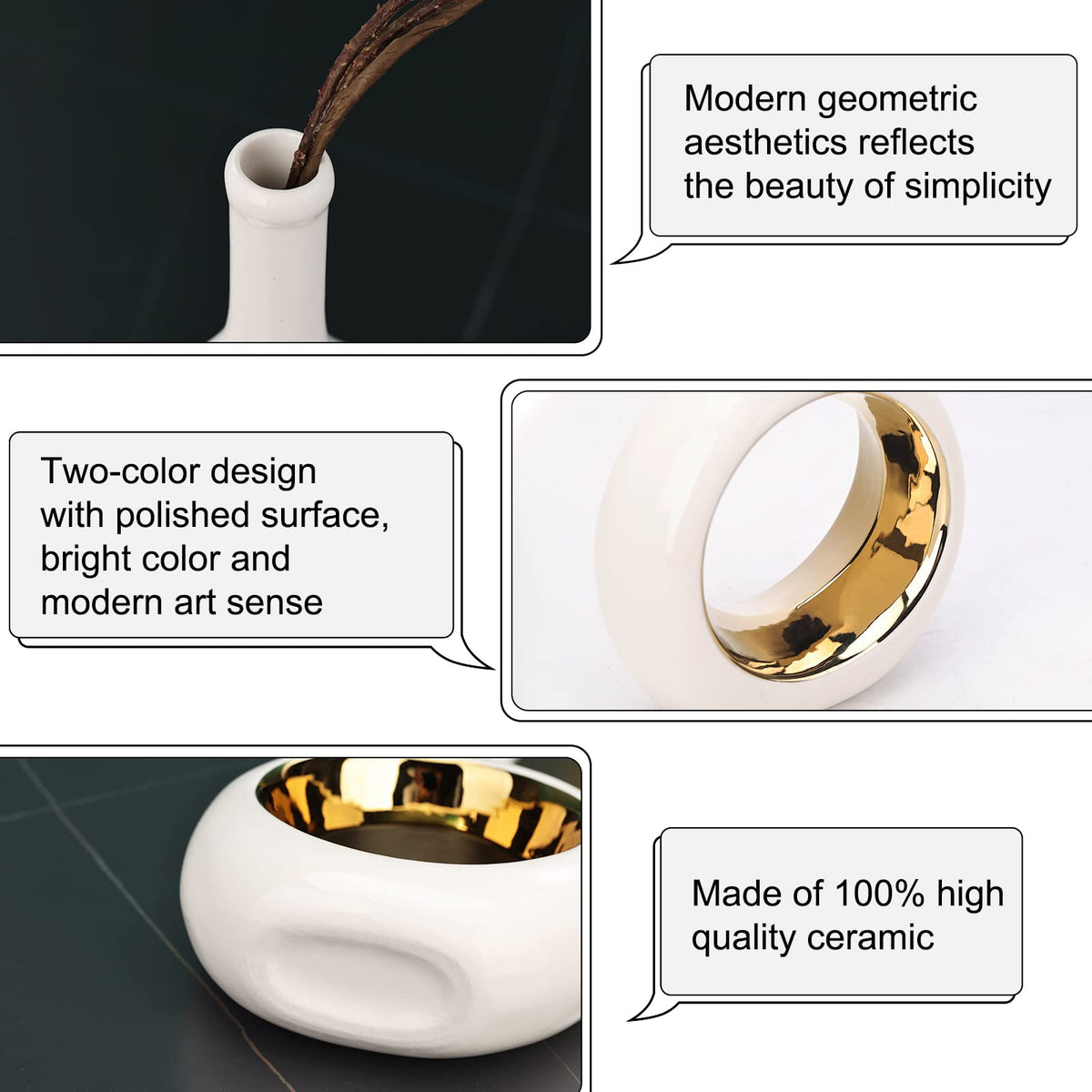 LCCCK white gold vase gift idea for housewarmings and celebrations.
