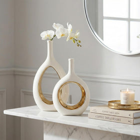 LCCCK White Gold Vase Set Two adds elegant display for inviting centerpieces.