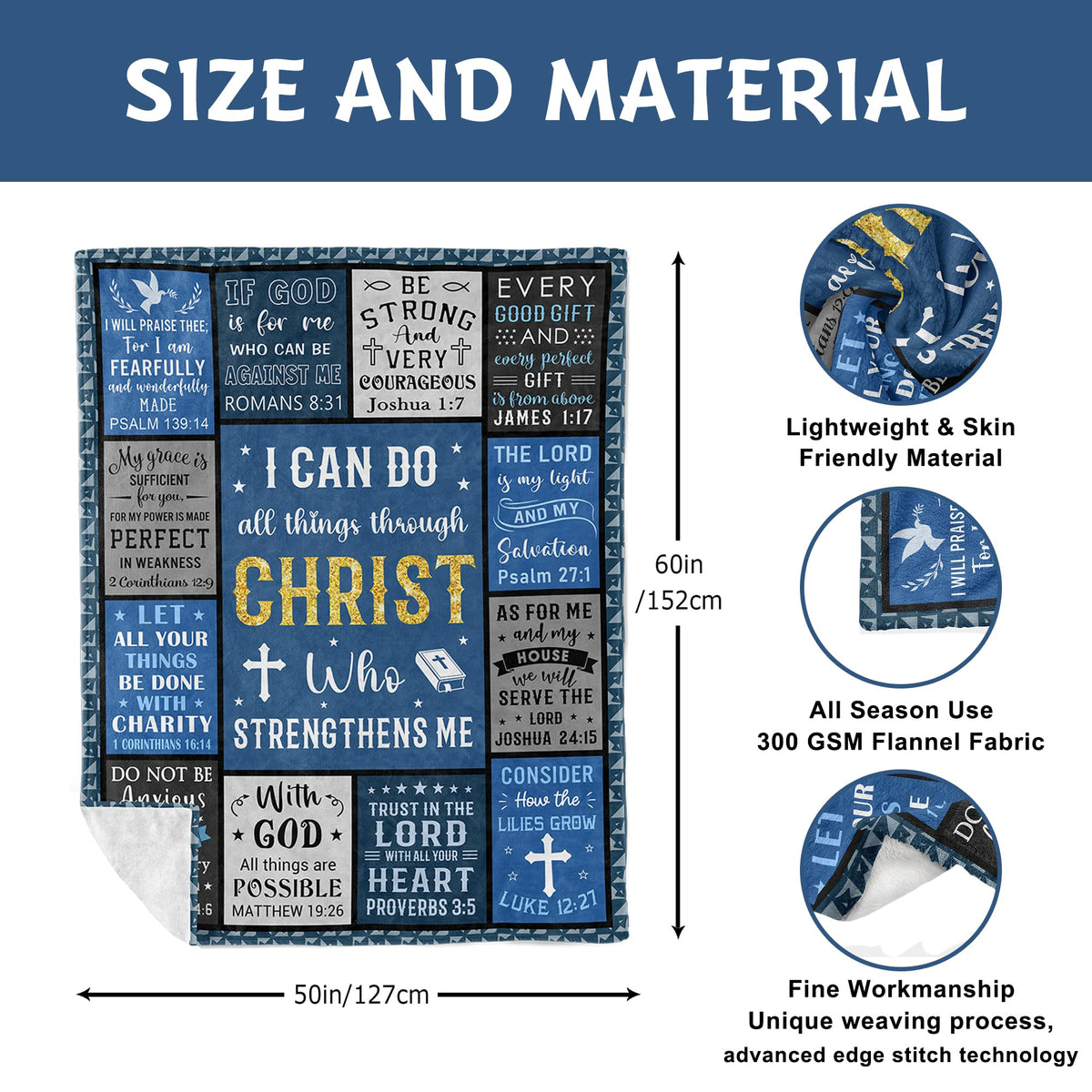 Lcobion Christian blanket fabric close-up—soft and breathable texture