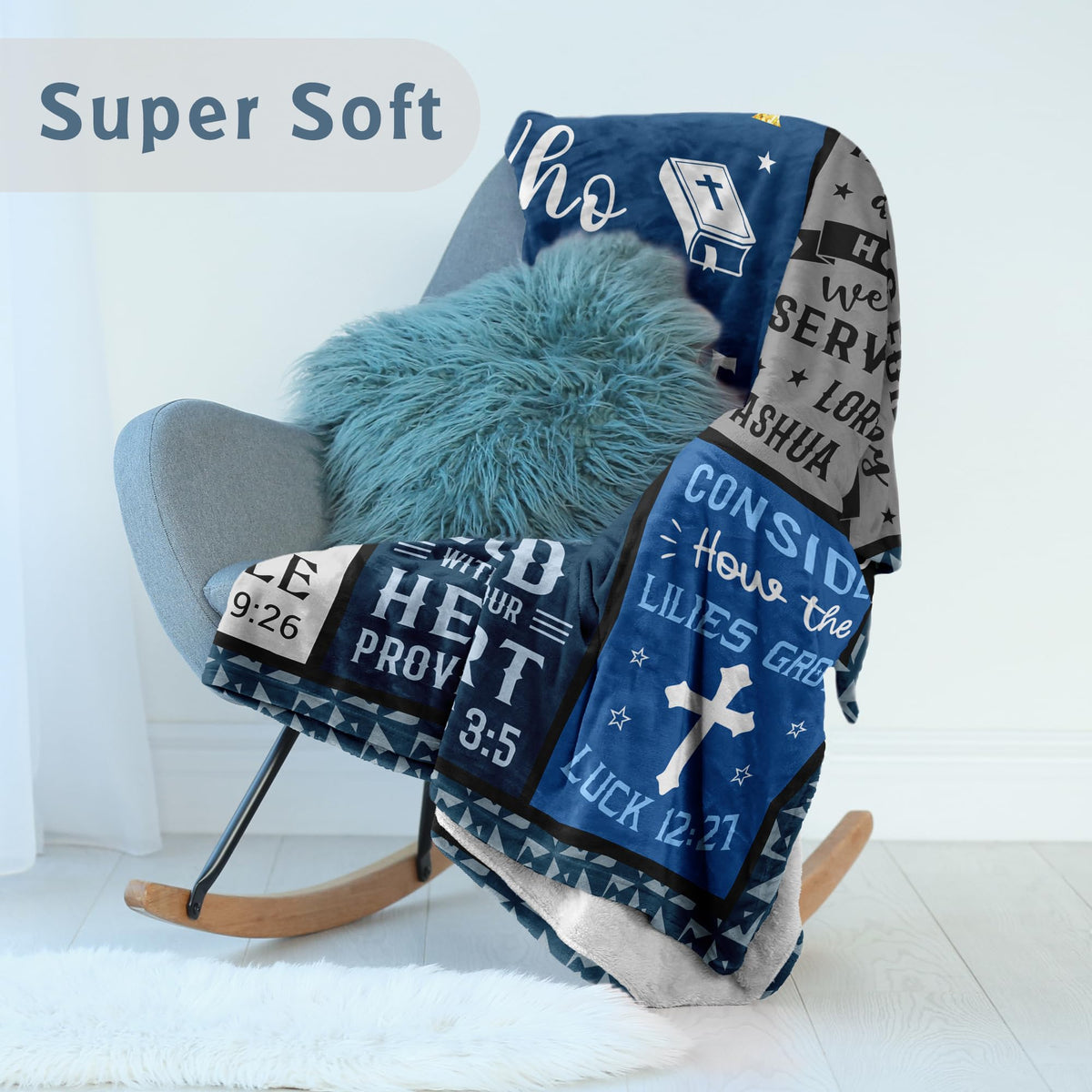 Lcobion Christian blanket on sofa—soft, skin-friendly fabric for relaxation