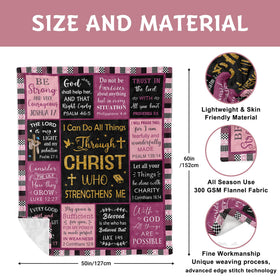 Lcobion blanket featuring Christian symbols, perfect for baptism or confirmation celebrations.