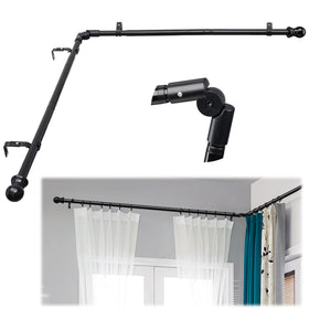 Lcokeiy elbow connector for corner rod offers flexible bay-window configurations.
