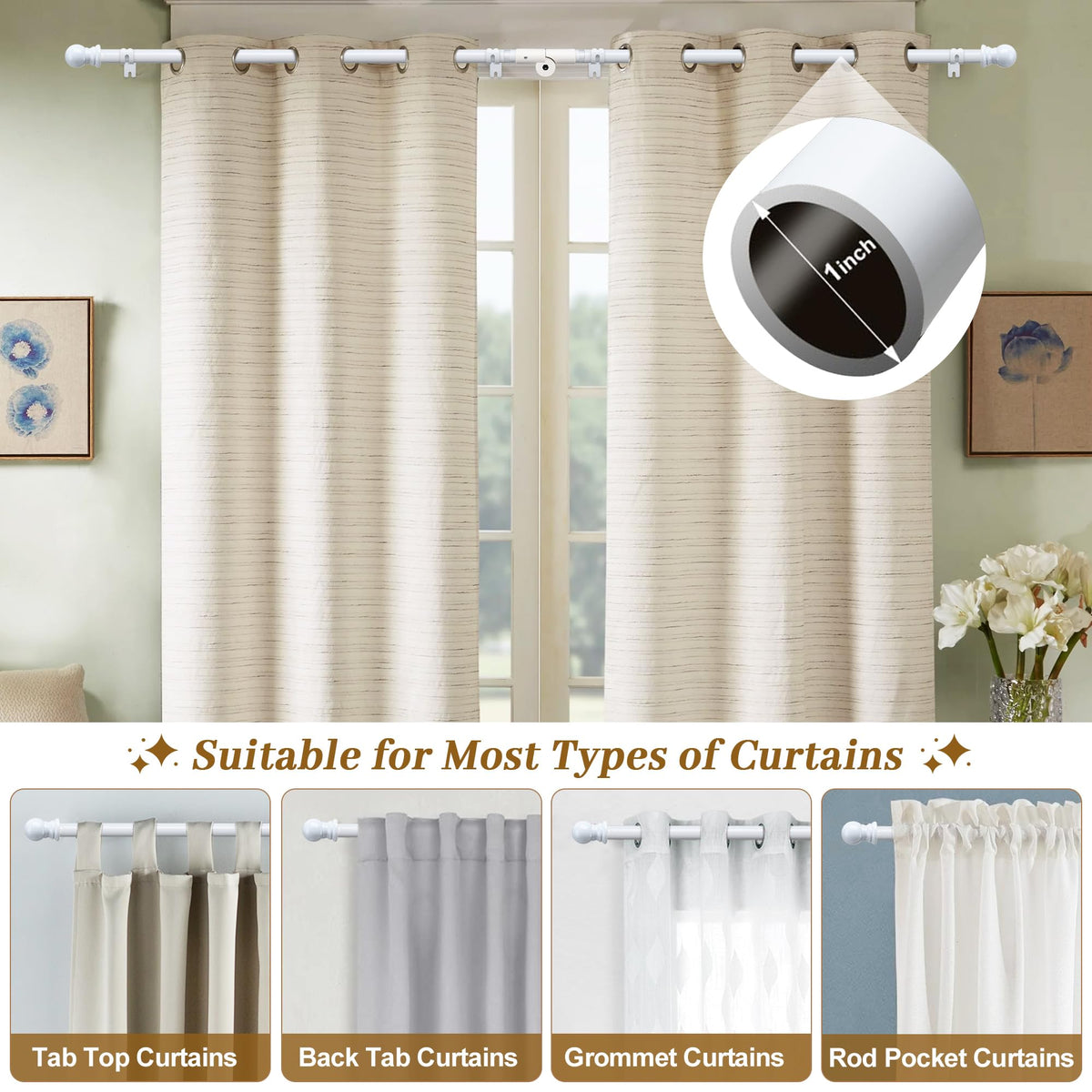 Lcokeiy white steel corner rod adjustable length for a precise fit