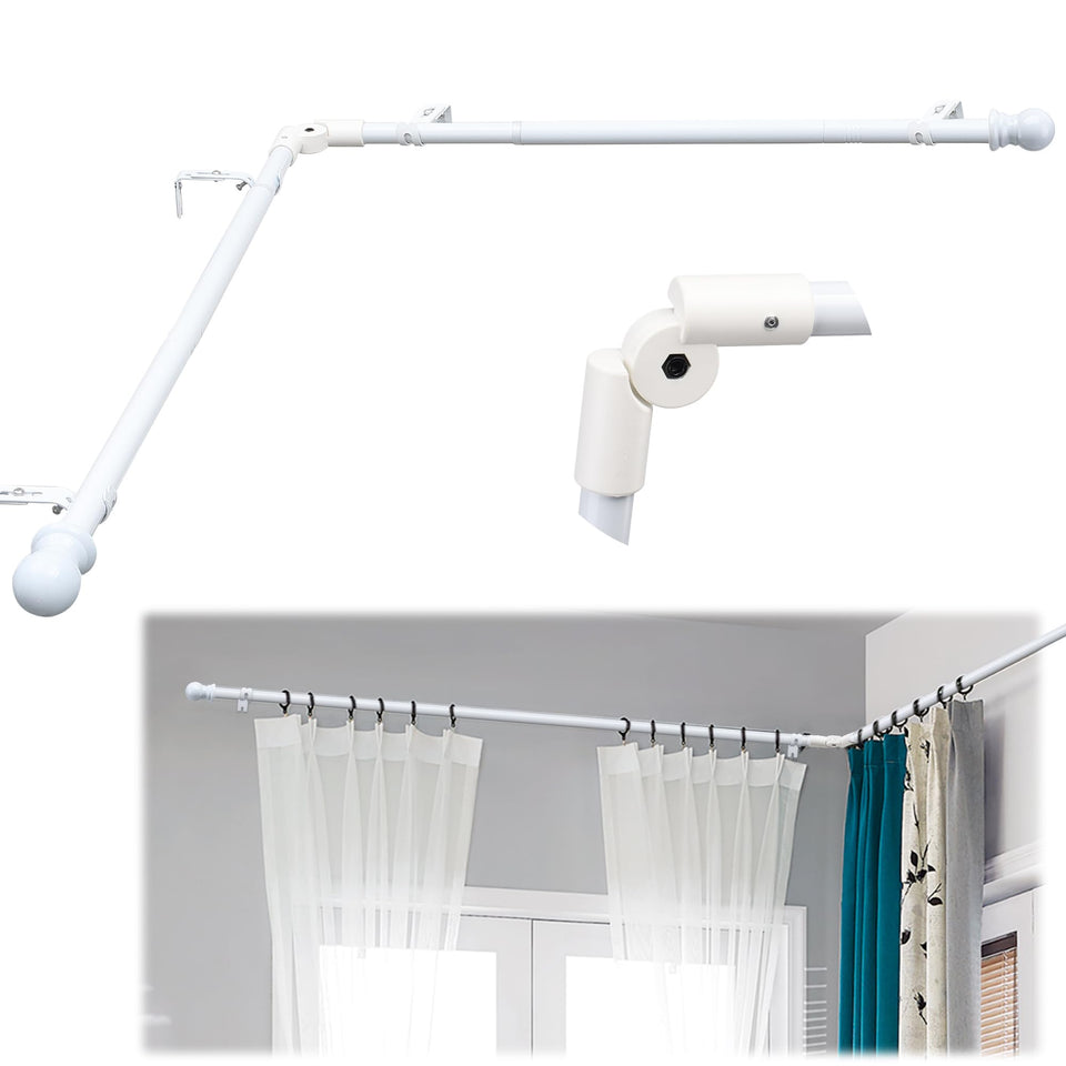 Lcokeiy white steel corner rod with glossy finish enhances corner window style