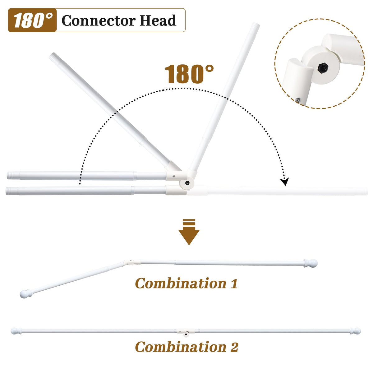 Lcokeiy white steel corner rod L-shape design maximizes space and light