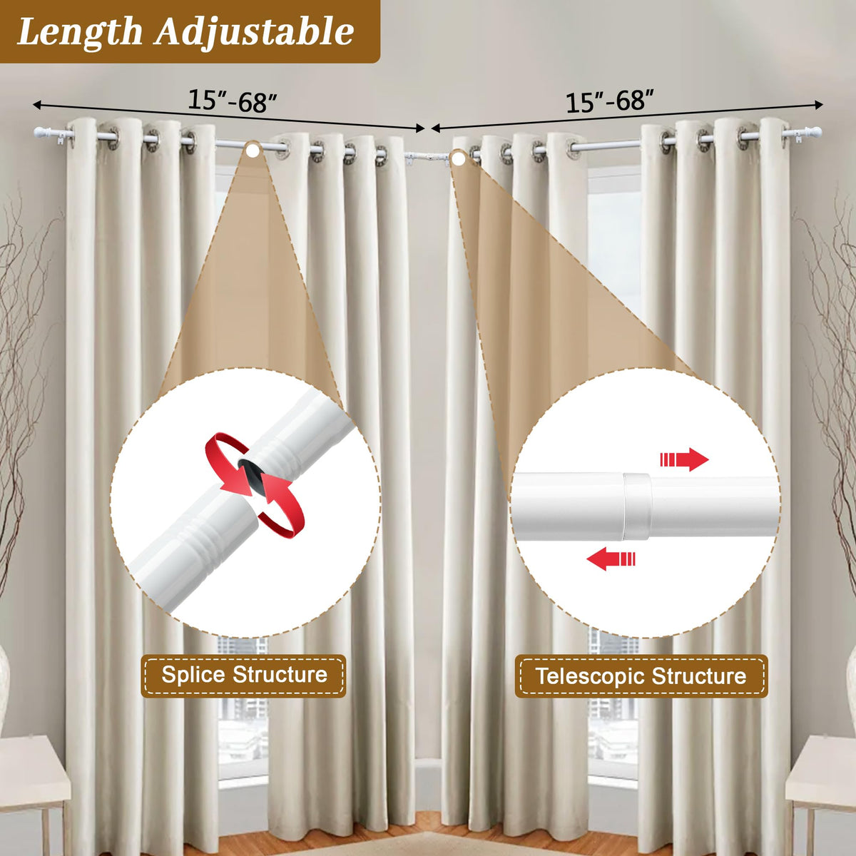 Lcokeiy white steel corner rod includes sturdy wall-mounted brackets for reliable support