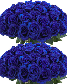 Lcuasc royal blue artificial rose with long stems for elegant wedding centerpieces that stay vibrant.