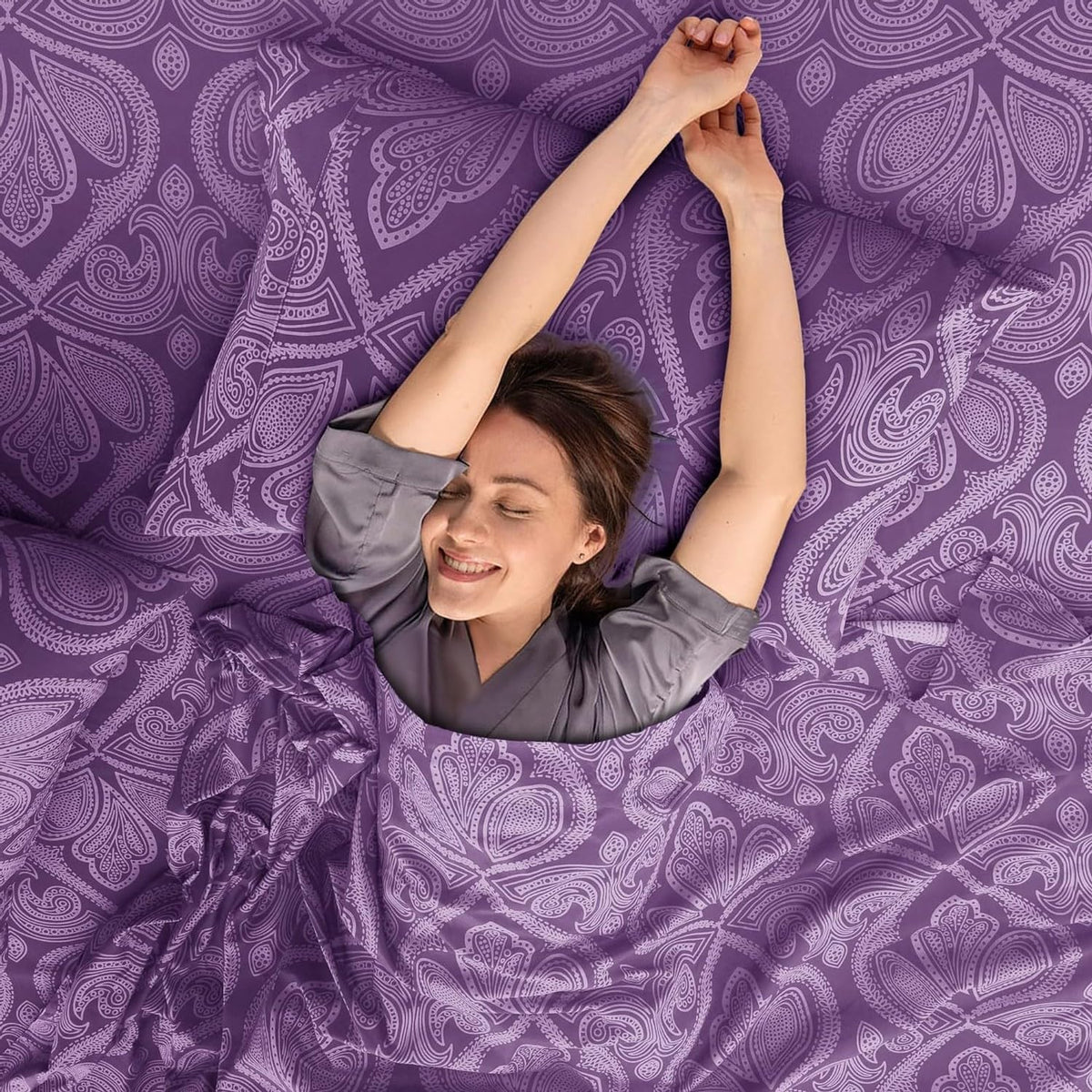 LDC Lux Decor paisley floral queen sheets add stylish boho appeal to bedrooms.