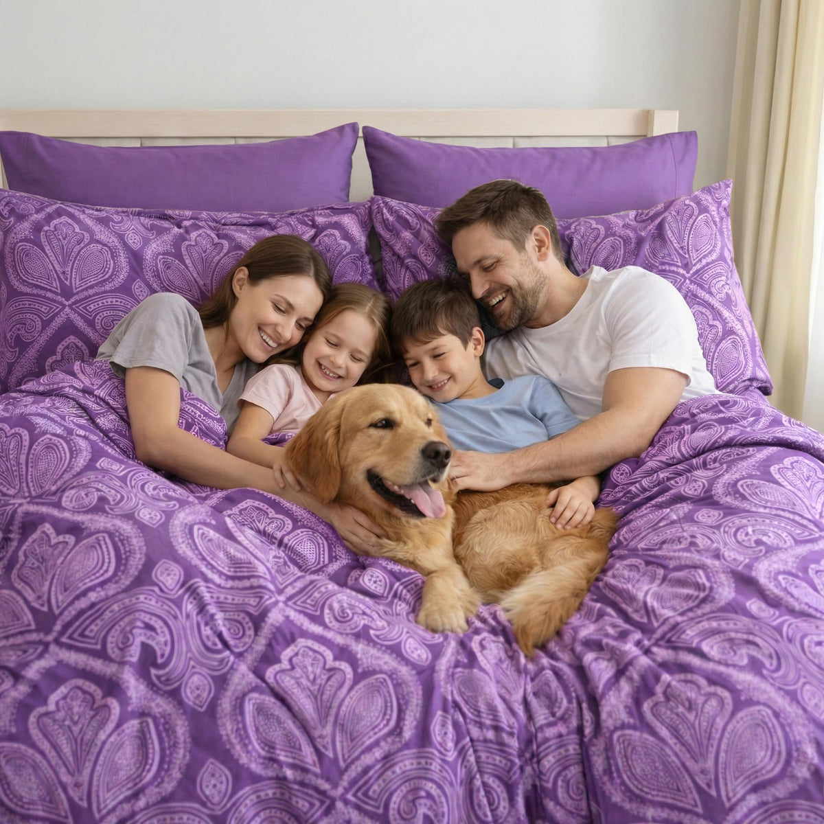 LDC Lux Decor four pillowcases completing the coordinated bedding ensemble.