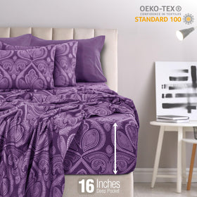 LDC Lux Decor fitted sheet with 16 inch deep pocket secures deep mattresses.