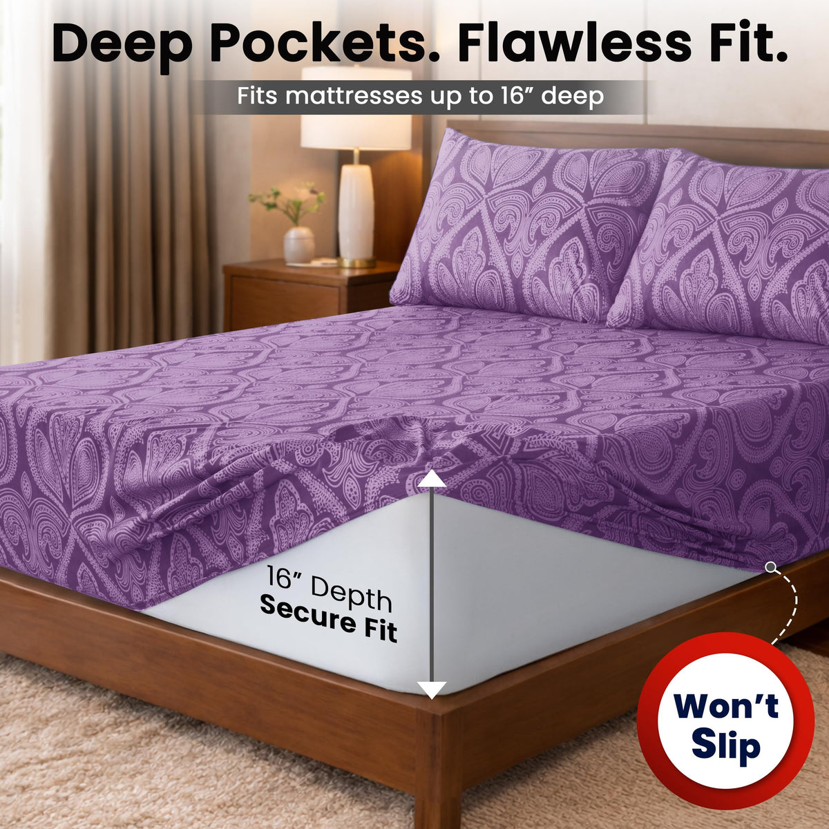 LDC Lux Decor wrinkle-resistant bedding for easy care and quick laundry.