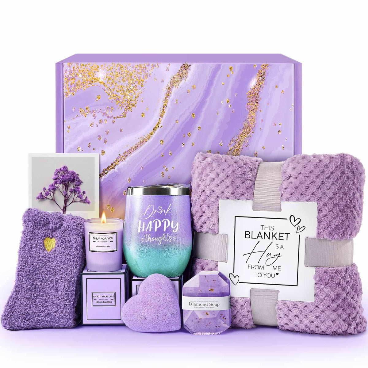 LE CADEAU Lavender spa gift basket, soothing essentials for relaxation