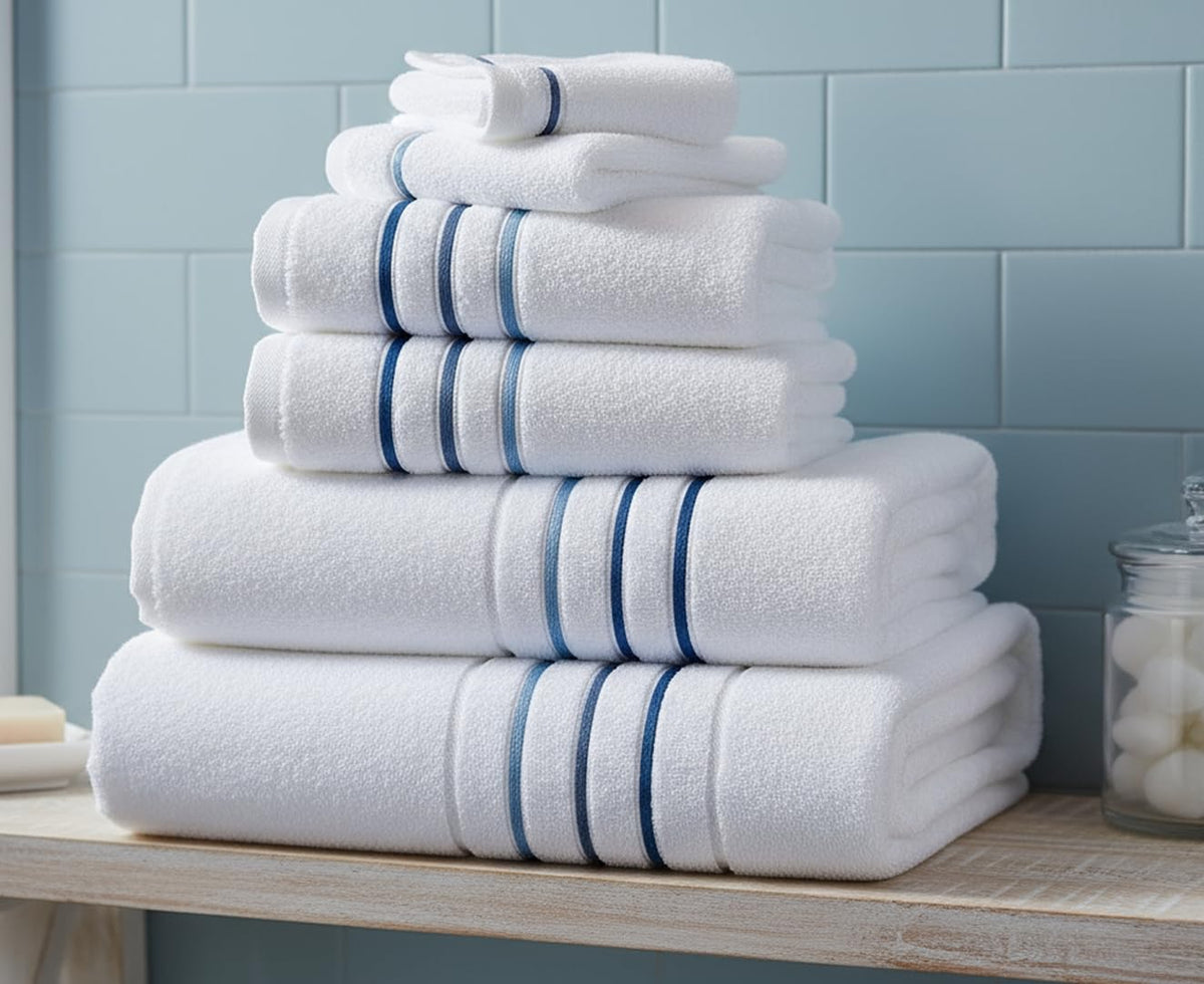 Le fil blanc bath towel 55x28 shows soft texture and quick-drying