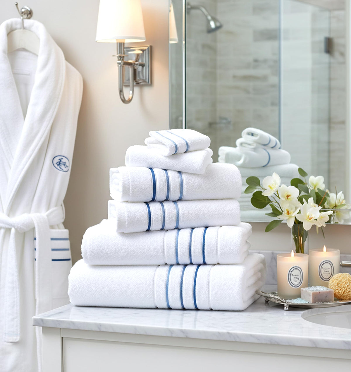 Le fil blanc dimension guide ensures towels fit your space