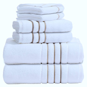 Le fil blanc bath towels set main view shows plush 600 GSM cotton quality