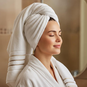 Le fil blanc washcloths detail illustrates compact cleansing accessory for guests