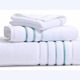 Elegant white green aqua design enhances bathroom decor