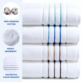 Le fil blanc hand towel 30x17 in white with blue accents