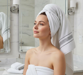 Le fil blanc spa style towels convey luxury for hotel inspired bathrooms