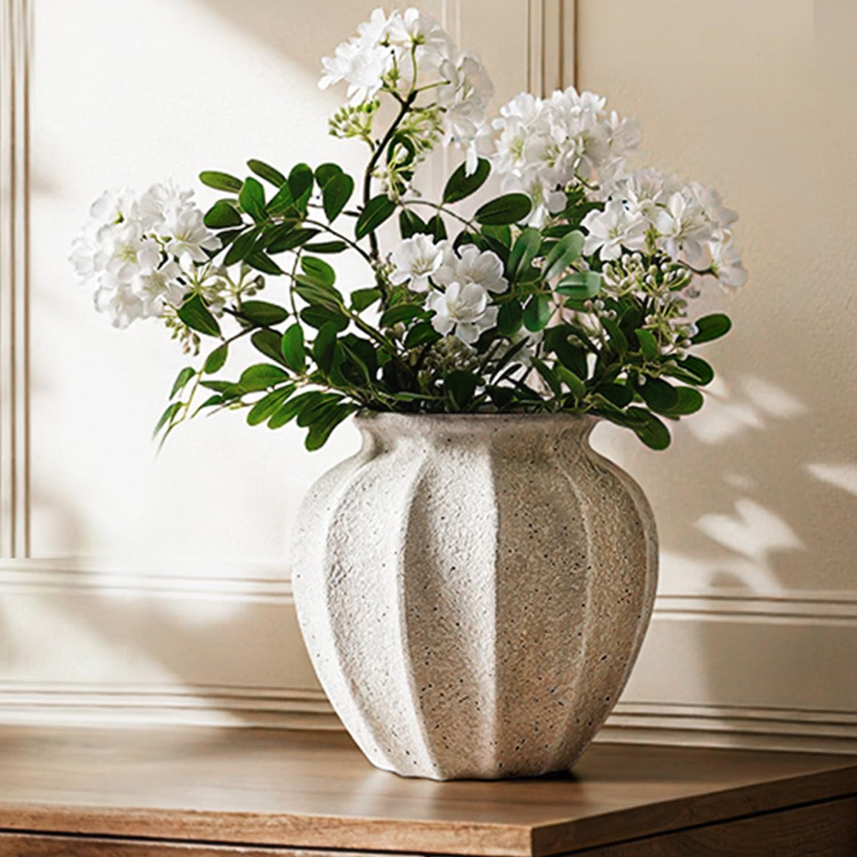 LE TAUCI 9.3-inch ceramic vase with textured rustic surface for earthy décor.