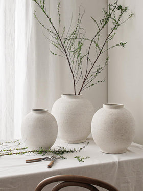 Le Tauci Garden indoor-outdoor ceramic vase provides sturdy, versatile decor indoors or outdoors.