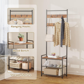 Leadpro coat rack in rustic brown finish adds warm decor to entryway
