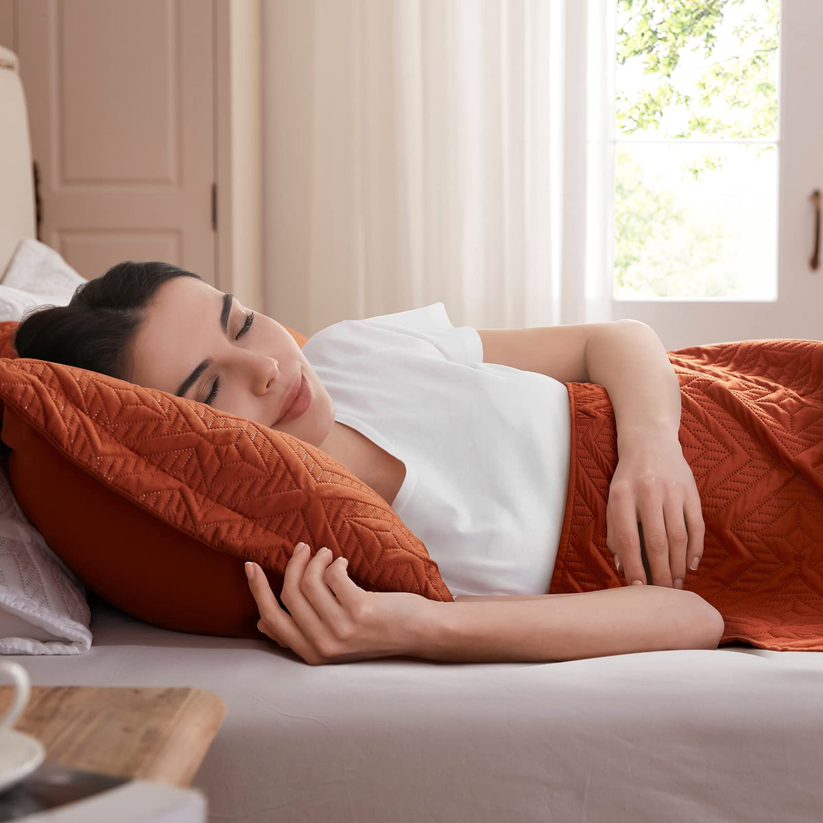 All-season versatility shown by LEAONME king quilt in a cozy bedroom scene