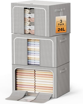 LeArex clothes storage bin assembly shows sturdy frame and stackable design.