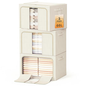 LeArex clothes storage bin with metal frame; pack-friendly and stackable for closets.