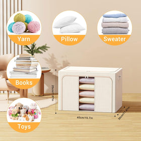 LeArex beige storage bin top view showing accessible opening for quick item retrieval.