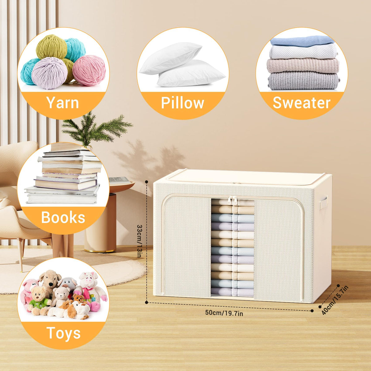 LeArex foldable storage bin; open-front view shows easy access.