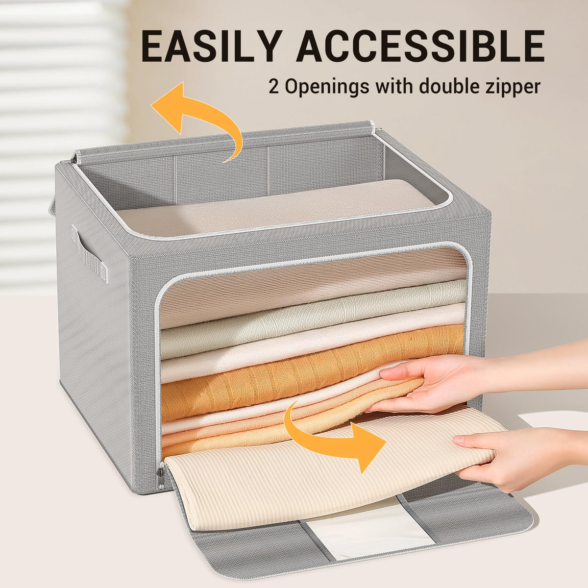 LeArex bin with reinforced handles for effortless moving and handling.