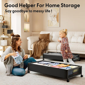 LeArex compact under-bed organizer fits under beds, couches, and shelves.